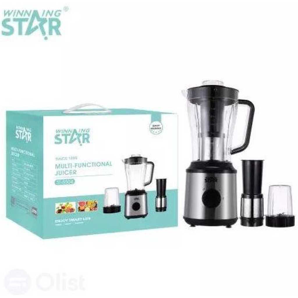 Winning star 3 In 1 Multifunctional Fruits Electric Blender Juicer - Silver/Black