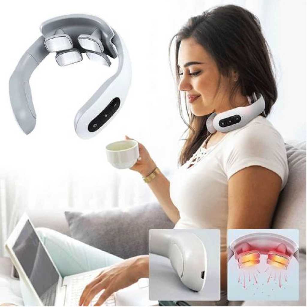 Smart Neck Massager with Heat - Cordless Rechargeable Trigger Point Deep Tissue Portable Neck Massager w/ Heat Vibration Shiatsu Acupressure Therapy, for Men & Women