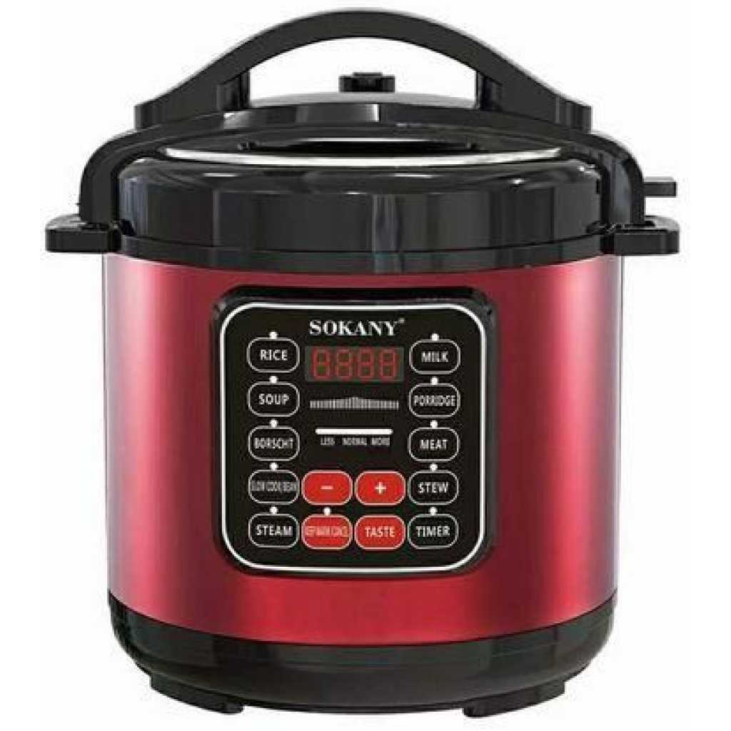 Sokany Touch Operated Digital Pressure Cooker For Fast Cooking With Scheduling Function-Red/Black