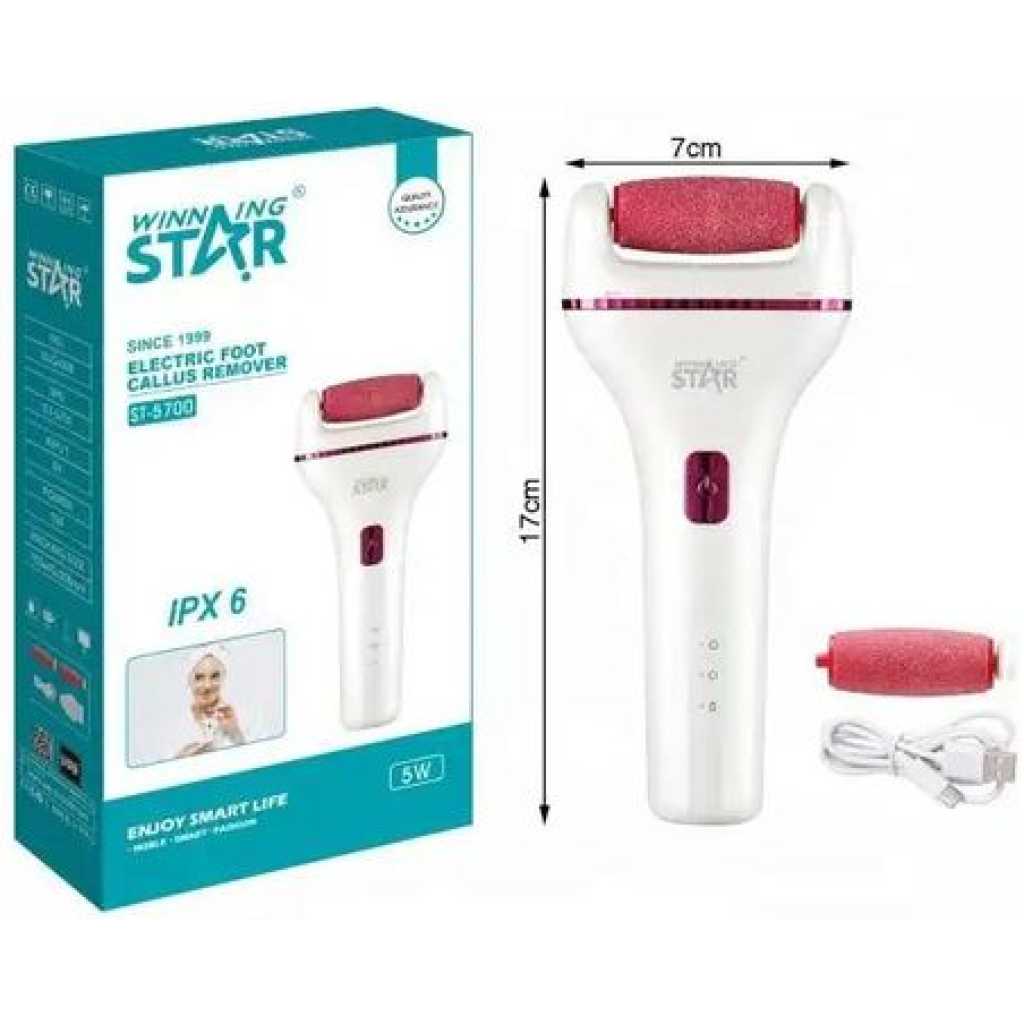 Winningstar Electric Foot Callus Remover For Mantaining Smooth Healthy Feet-White
