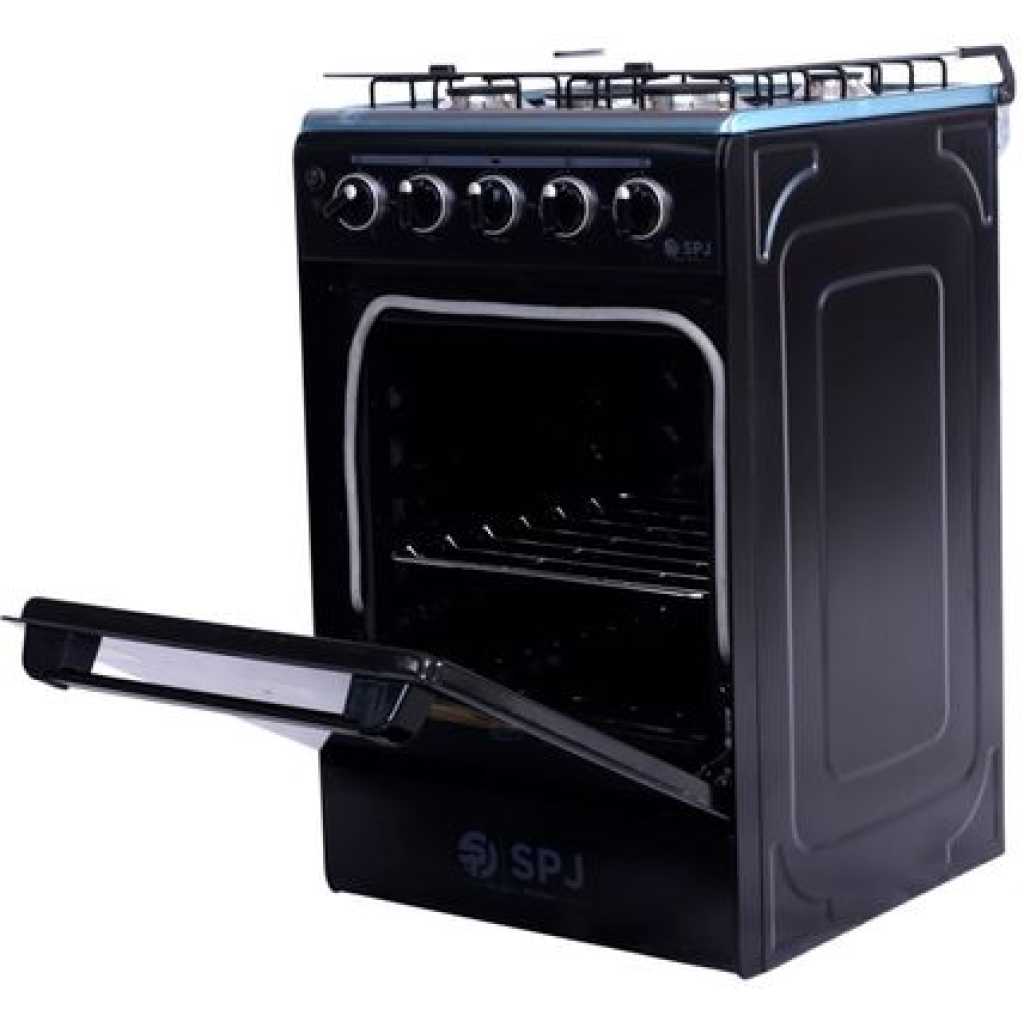 SPJ Cooker 3 Gas Burners With 1 Electric Hotplate 50X50 Standing Gas Cooker, Electric Oven & Grill, Auto Ignition - Black