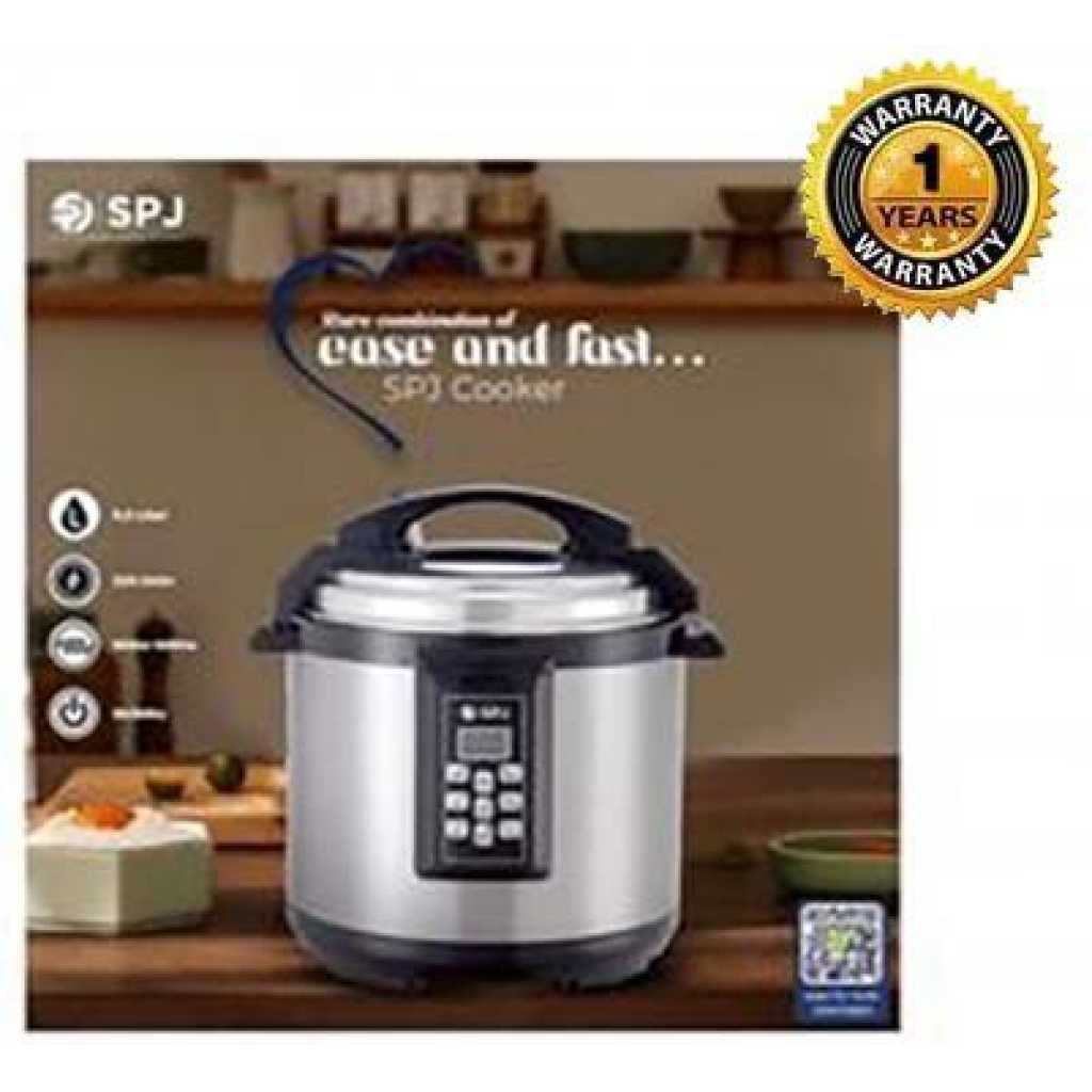 SPJ 5L Non Stick Electric Pressure Cooker With IMD Touch Panel, Silver