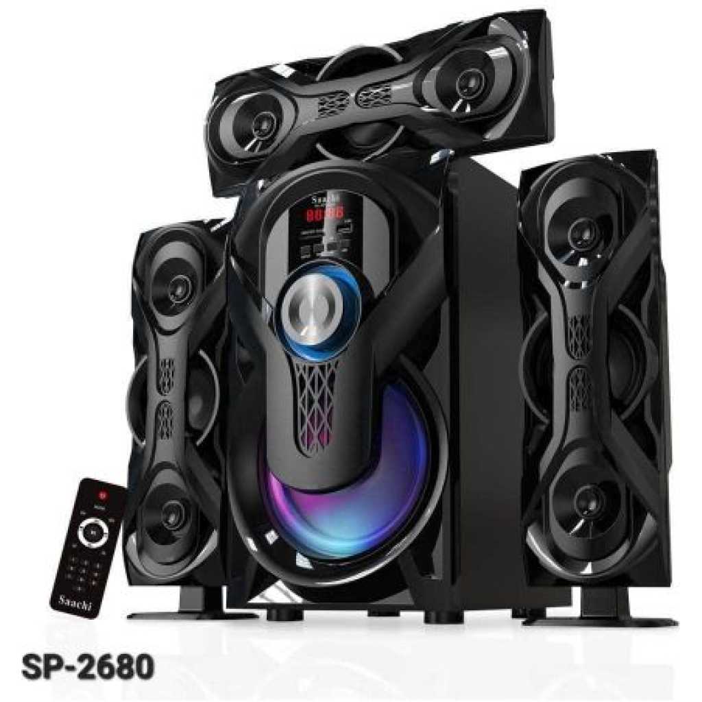 Saachi 3.1CH10000watts AC/DC FM/BT/USB Sub Woofer System, Multi-Speaker Home Theatre - Black