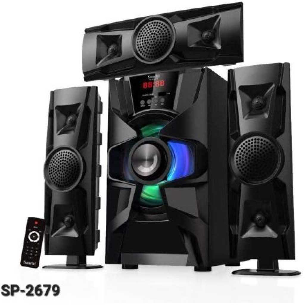 Saachi 3.1CH 10000watts AC/DC/FM/BT/USB Sub Woofer System, Multi-Speaker Home Theatre System - Black