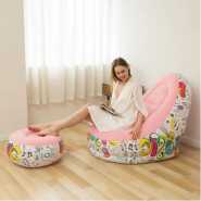Lazy Sofa, Inflatable Sofa, Family Inflatable Lounge Chair, Graffiti Pattern Flocking Sofa, with Inflatable Foot Cushion, Suitable for Home Rest or Office Rest, Outdoor Folding Sofa Chair