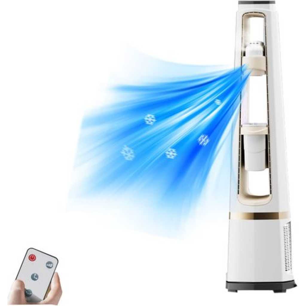 Boma 5 In 1 Bladeless Fan with Remote Control Floor Humidifying Aromatherapy Anti-Gravity Water Drop Tower Fan Air Cooling