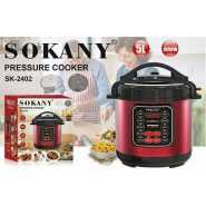 Sokany Touch Operated Digital Pressure Cooker For Fast Cooking With Scheduling Function-Red/Black