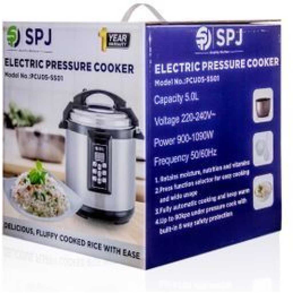 SPJ 5L Non Stick Electric Pressure Cooker With IMD Touch Panel, Silver