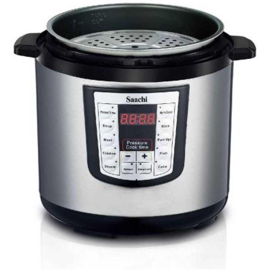 Saachi 8.0 L Electric Pressure Cooker NL-PC-5308-BK - Silver, Black