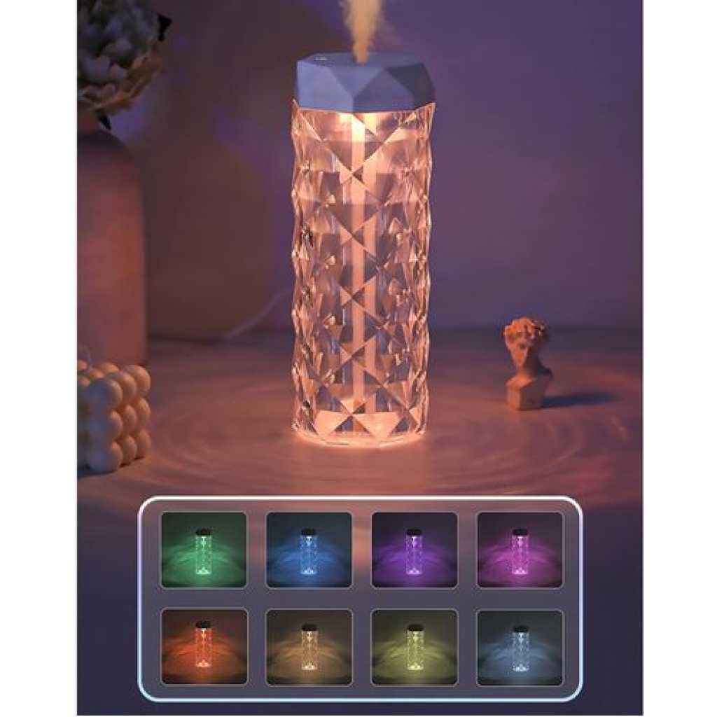 Crystal Lamp Air Humidifier Color Night Light Touch Lamp With Cool Mist Maker Fogger LED Atmosphere Room Decoration Home Decor Lights with 7 Colors Touch Control Night Light Noiseless Humidifier for Home, Office, Yoga with Auto-Off Protection,400ml