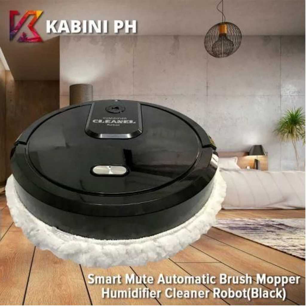 Smart Mute Automatic Brush Mopper Humidifier Cleanel Robot,Black