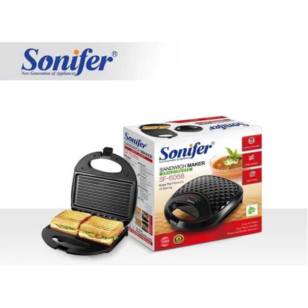 Sonifer Electric Sandwich Maker Grill Plate For Making Breakfast Snacks-Black