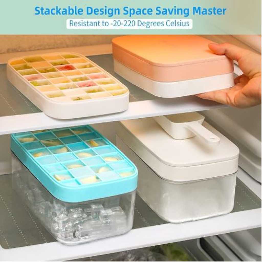 Ice Cube Trays, Easy-Release Silicone & Flexible 15-Ice Cube Trays With Spill-Resistant Removable Lid, BPA Free, For Cocktail, Freezer, Stackable Ice Trays With Cover