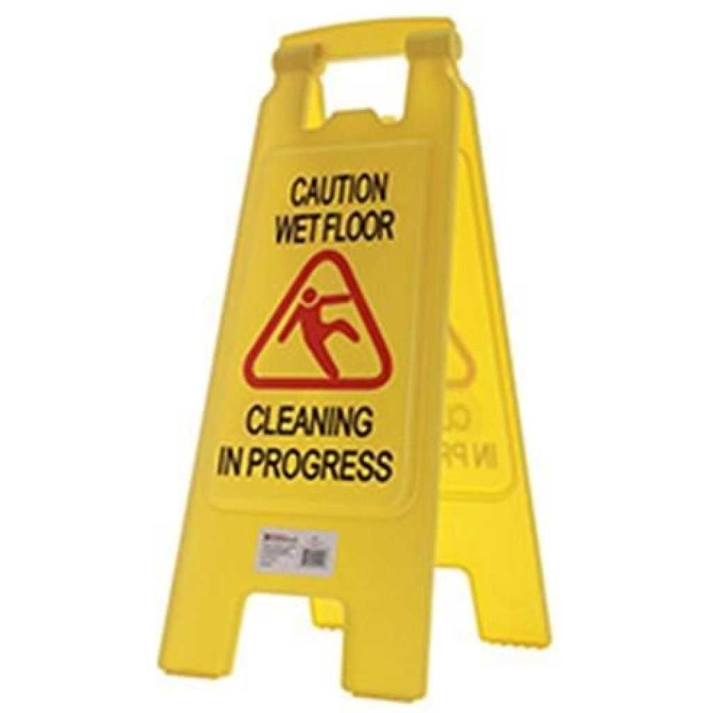 Non-Slip A-Frame Caution Sign Board Wet Floor And Work in Progress - Yellow