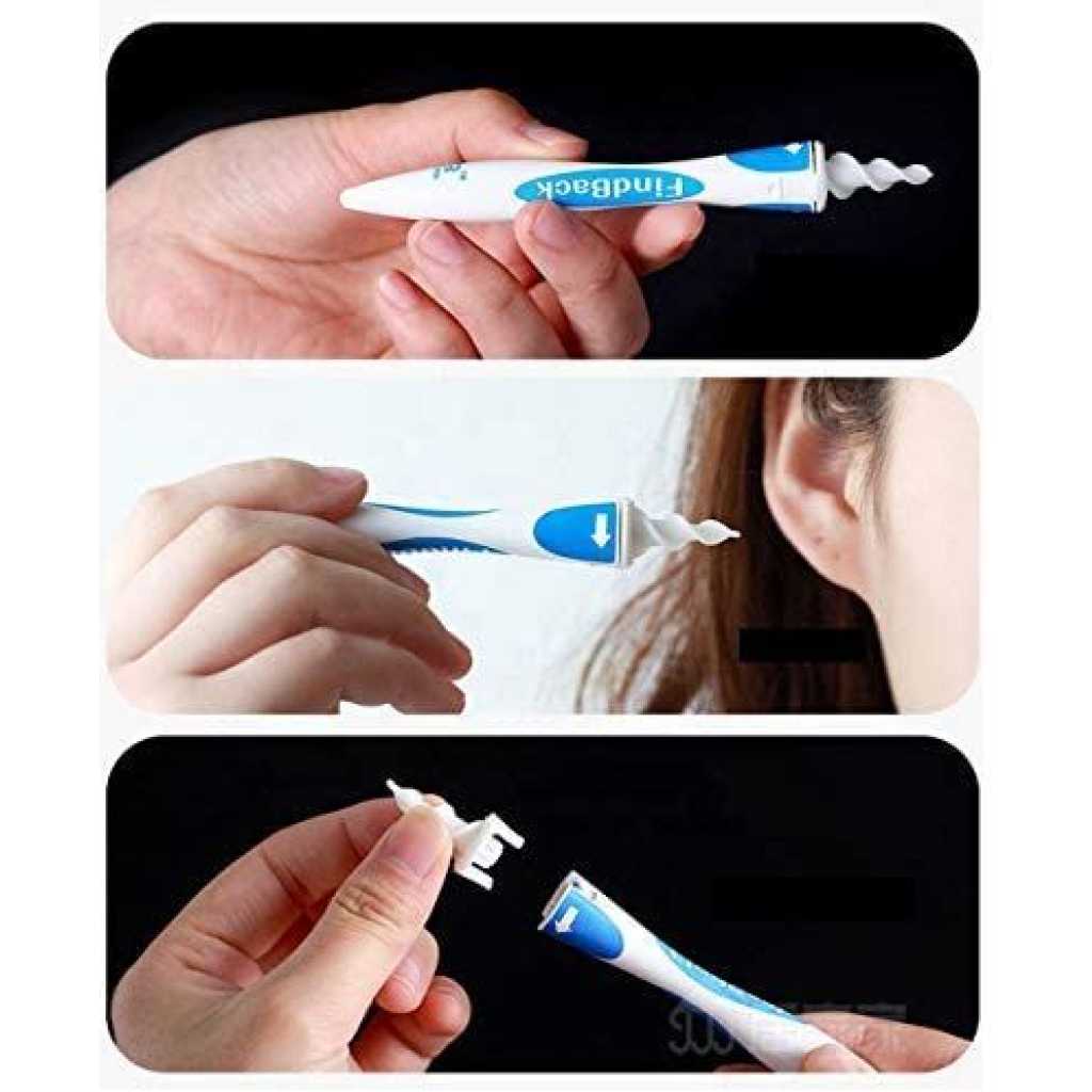 Ear Wax Remover Tool Kit Cleaner With Soft Silicone Spiral, White.
