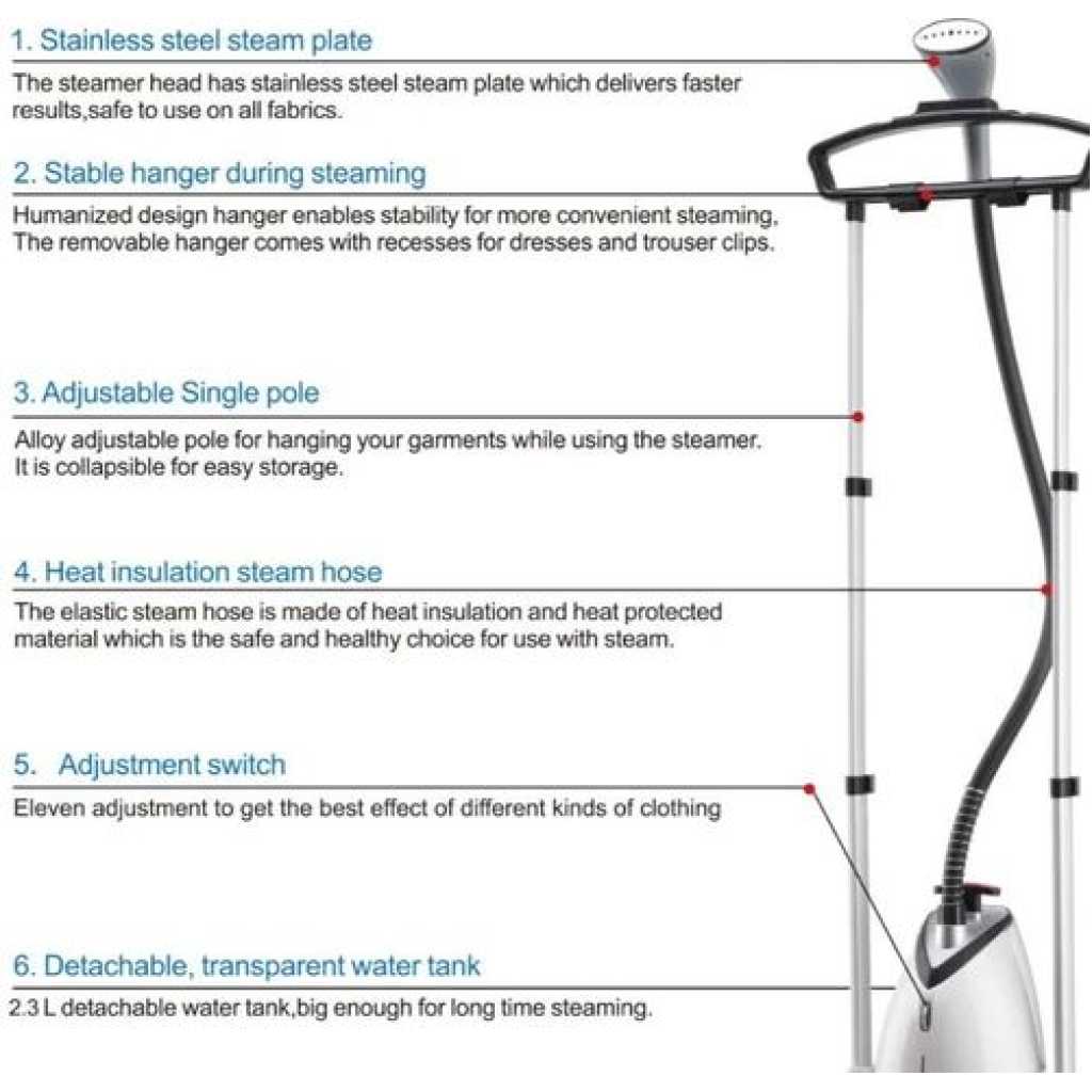 Sonifer Powerful Garment Steamer With 2 Poles And Continuos Steam-Multicolour