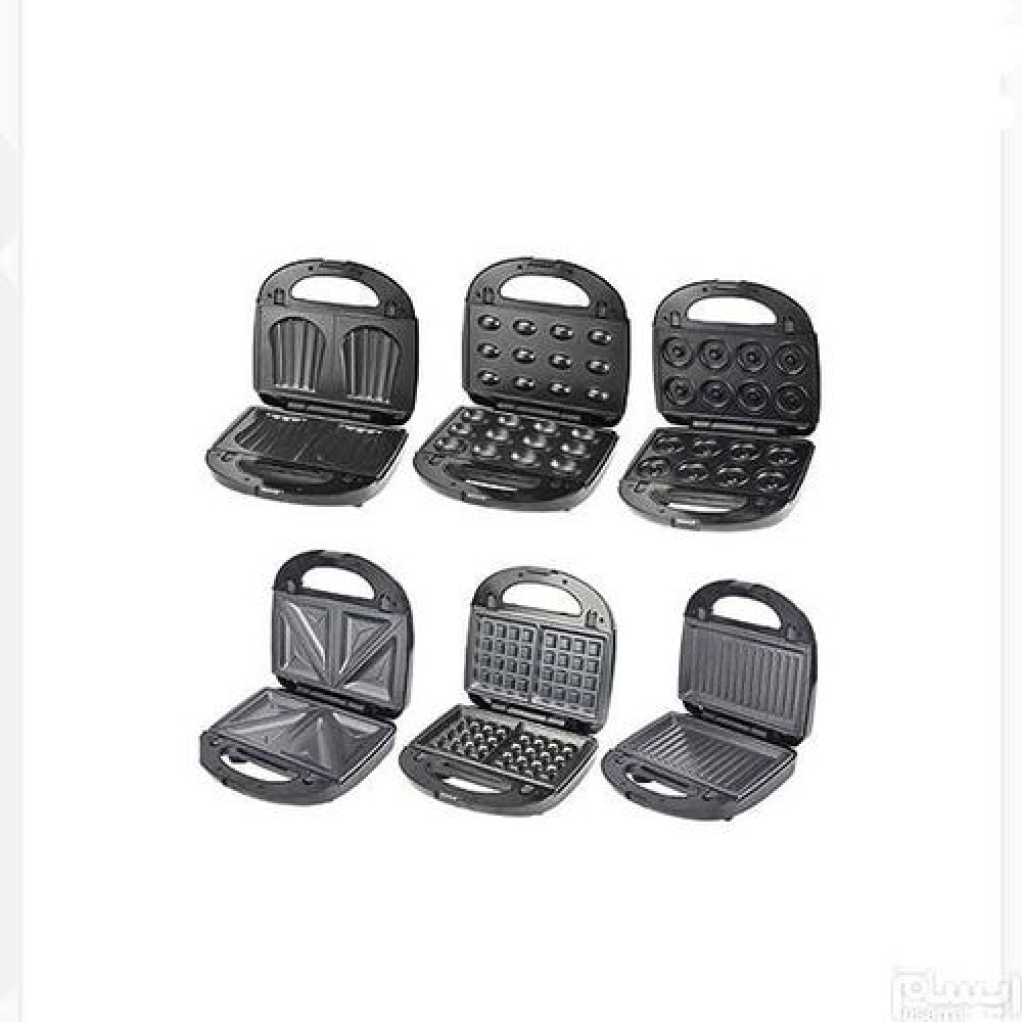 Sokany 7 In 1 Sandwich Waffle Donut Maker Set-Black/Silver