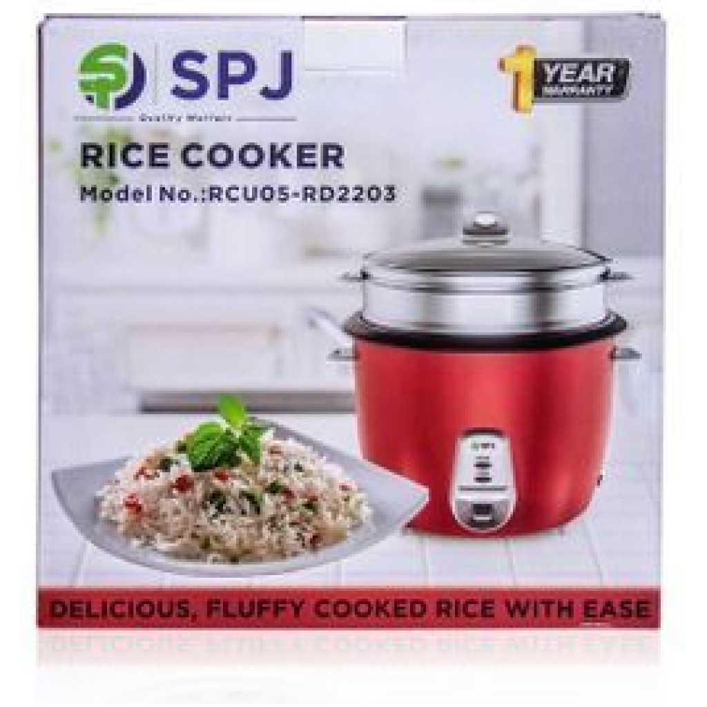 SPJ 2.2 Liters Rice Cooker With Steamer - Red