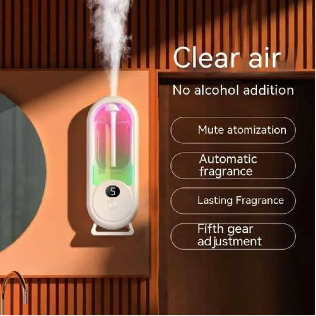 Wall Mounted Digital Display Air Freshener Aroma Diffuser Essential Oil Diffuser Auto Fragrance Dispenser Smell Eliminate Rechargeable Perfume Machine House Toilet Bathroom Remove Air Purifier Flowerdance Bedroom Household Home Living Toilet Deodorant