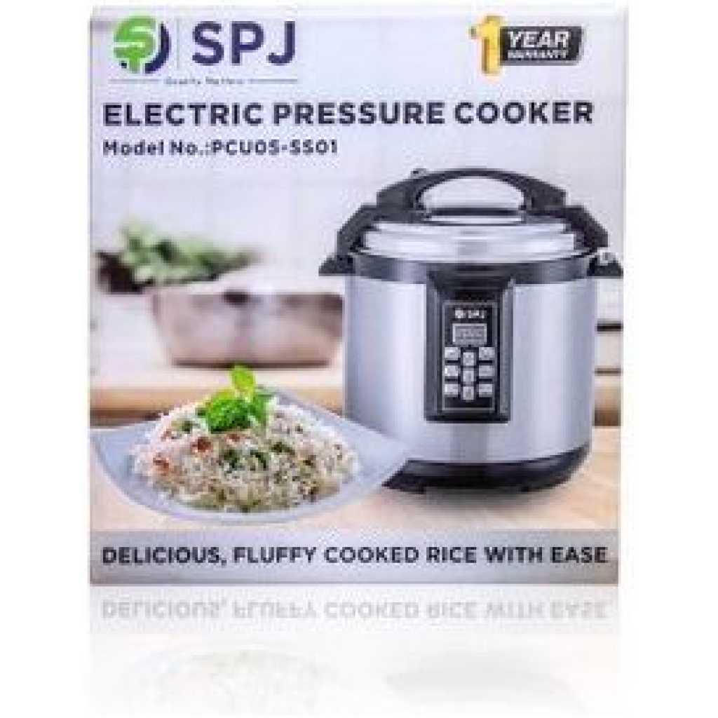 SPJ 5L Non Stick Electric Pressure Cooker With IMD Touch Panel, Silver