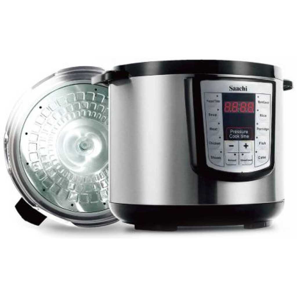 Saachi 8.0 L Electric Pressure Cooker NL-PC-5308-BK - Silver, Black