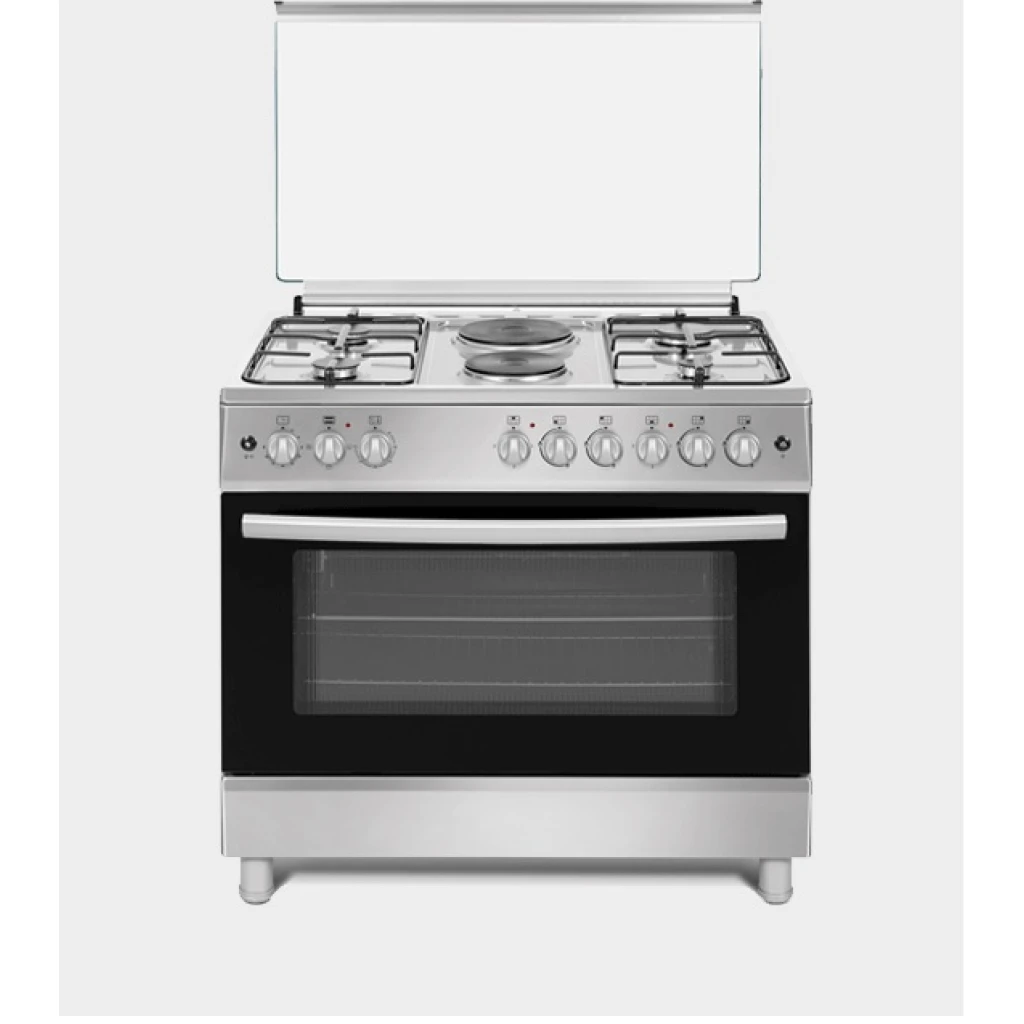 Duratek Cooker 90x60cm 4 Gas Burners And 2 Electric Plates, Wide Oven DTC9042STK