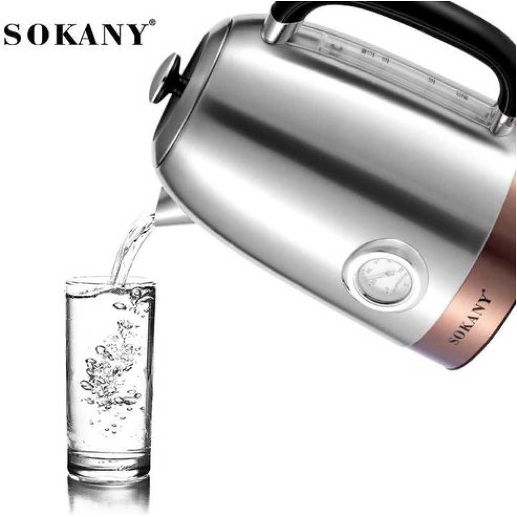 Sokany Electric Kettle For Boiling Water Fast With Temperature Level Indicator-Silver