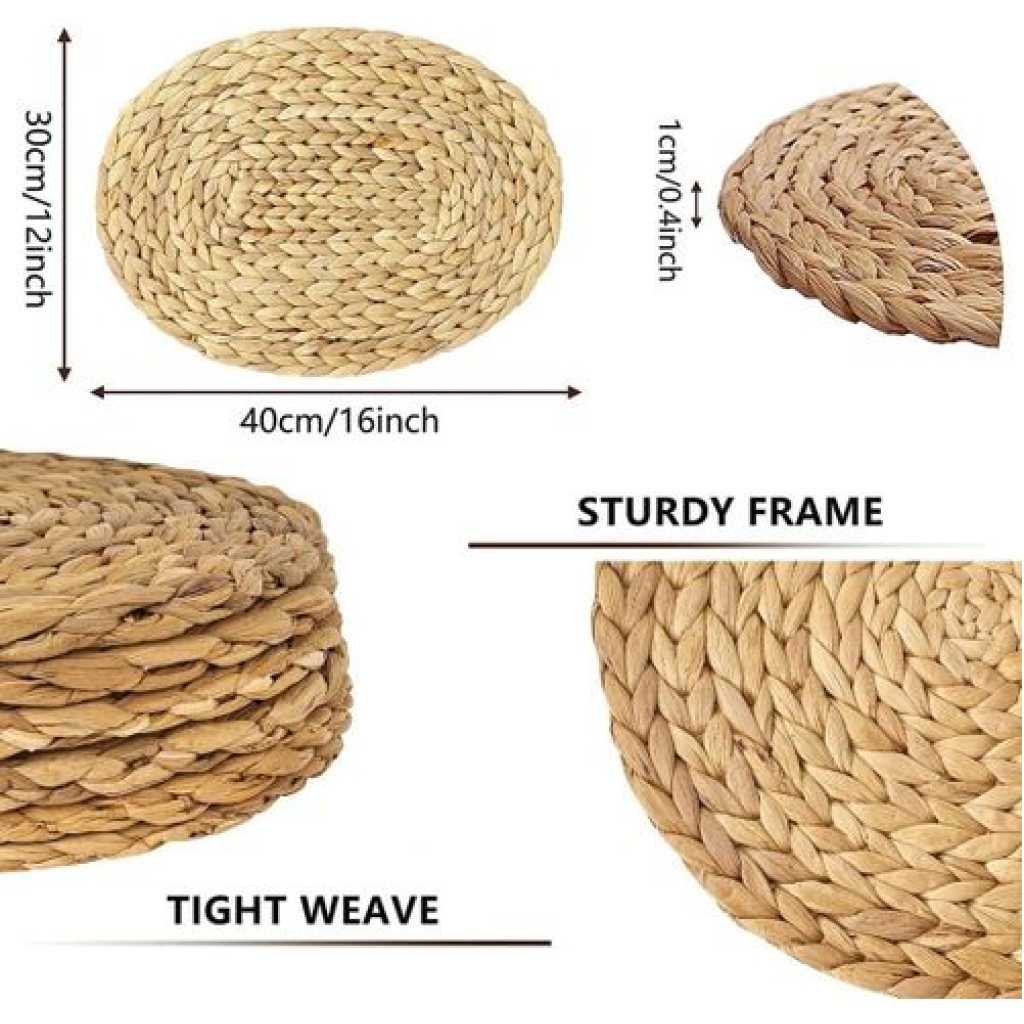6 Pieces OF Oval Woven Placemats, Natural Water Hyacinth Placemats Straw Braided Rattan Placemats, 12x16 Inches Plate Chargers Set, Non-Slip Heat Resistant Woven Chargers for Dining Table