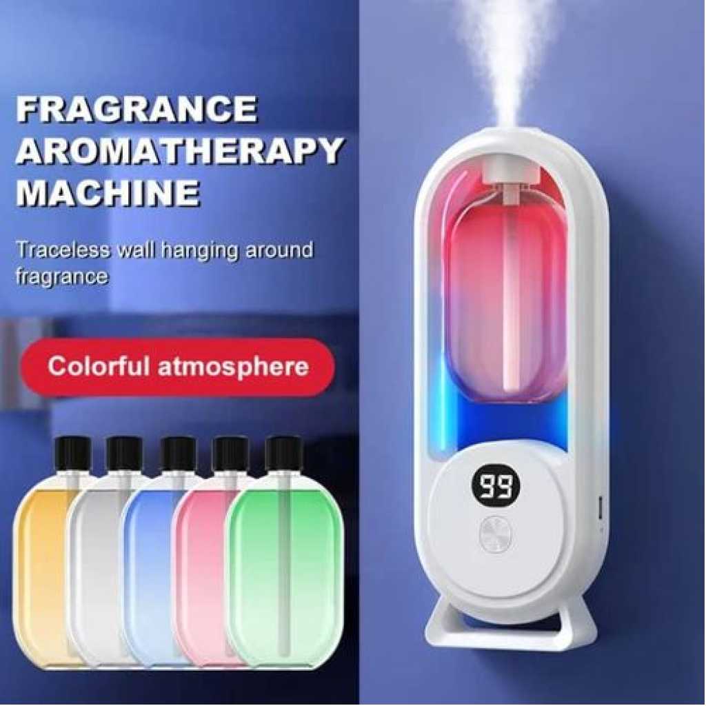 Wall Mounted Digital Display Air Freshener Aroma Diffuser Essential Oil Diffuser Auto Fragrance Dispenser Smell Eliminate Rechargeable Perfume Machine House Toilet Bathroom Remove Air Purifier Flowerdance Bedroom Household Home Living Toilet Deodorant