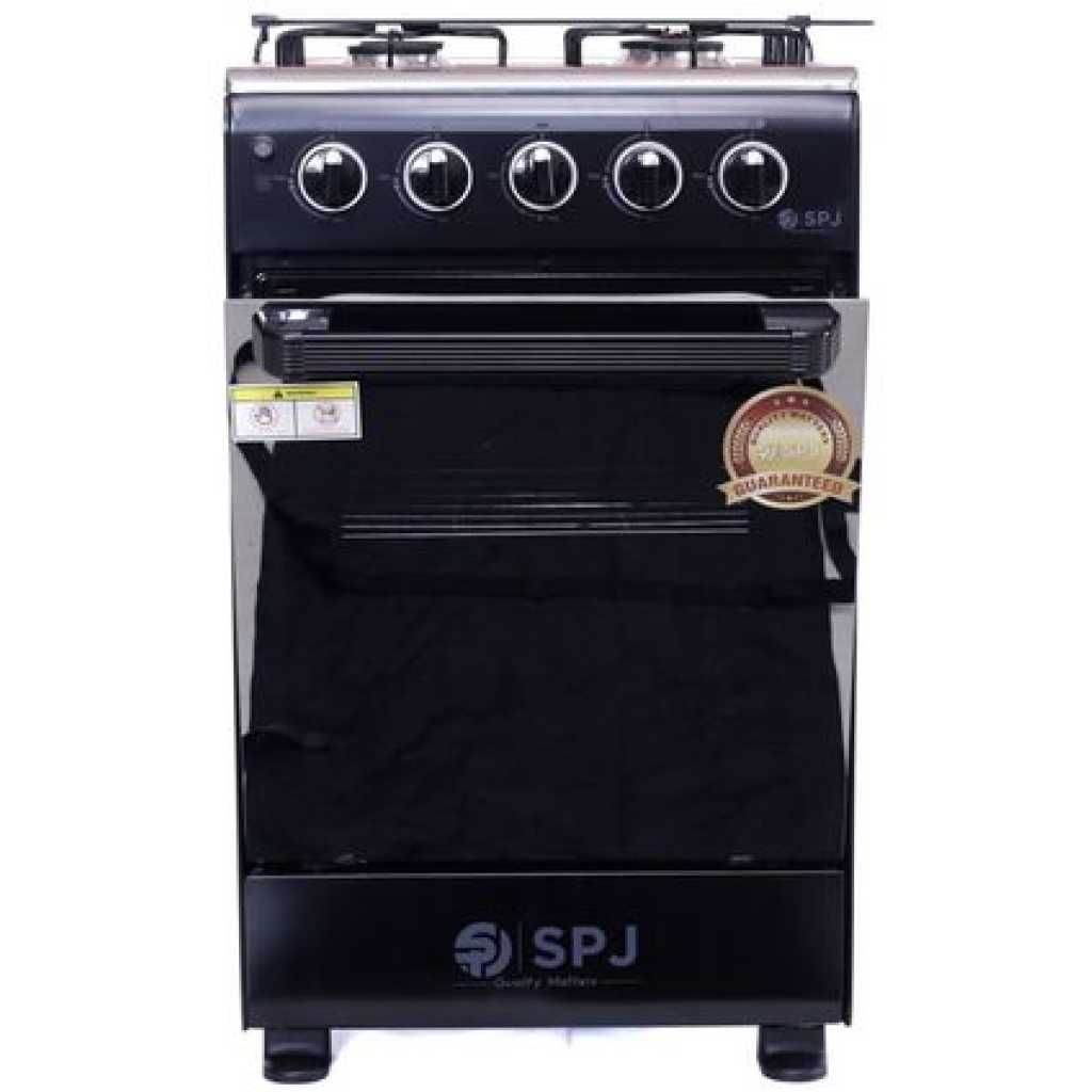 SPJ Full Gas Cooker 50x50cm, 4-Gas Burners, Auto Ignition, Oven and Grill - Black