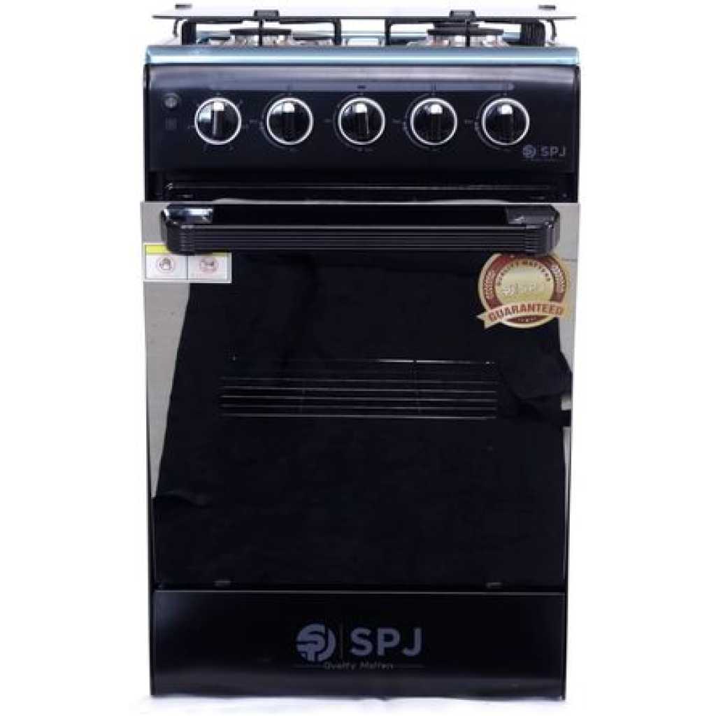 SPJ Cooker 3 Gas Burners With 1 Electric Hotplate 50X50 Standing Gas Cooker, Electric Oven & Grill, Auto Ignition - Black