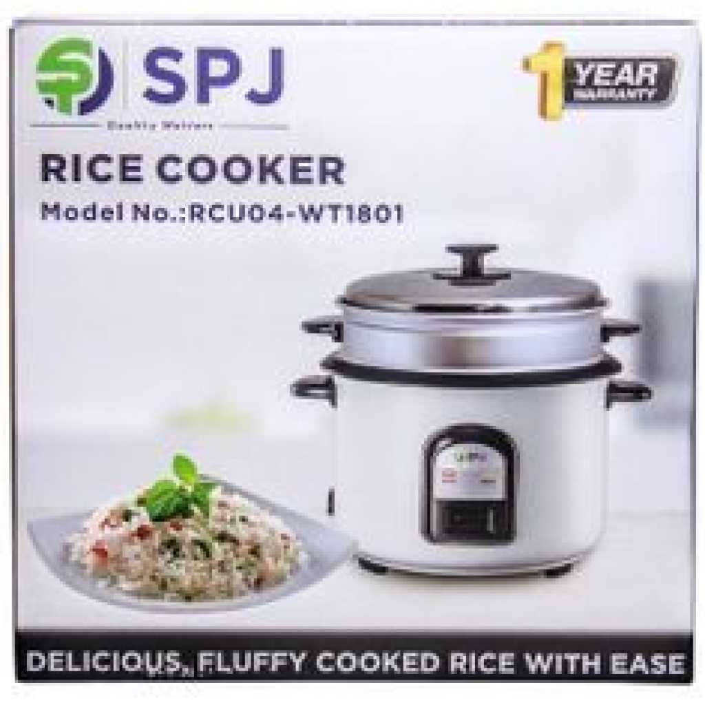 SPJ 1.8 Liters Rice Cooker With Steamer - White