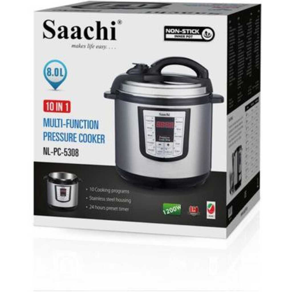 Saachi 8.0 L Electric Pressure Cooker NL-PC-5308-BK - Silver, Black