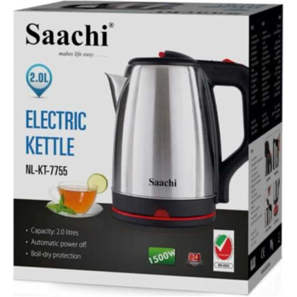 Saachi Original 2L Stainless Electric Kettle - Silver, Black & Red