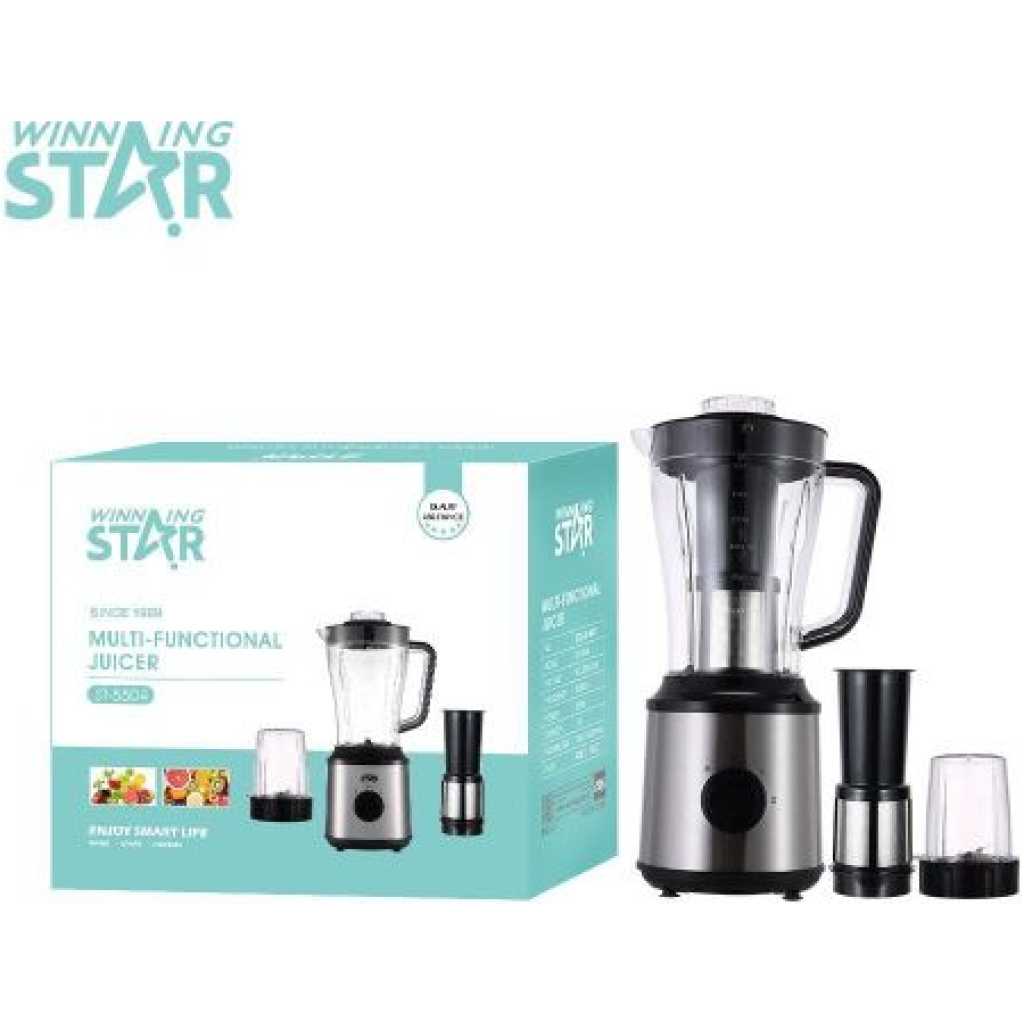 Winning star 3 In 1 Multifunctional Fruits Electric Blender Juicer - Silver/Black