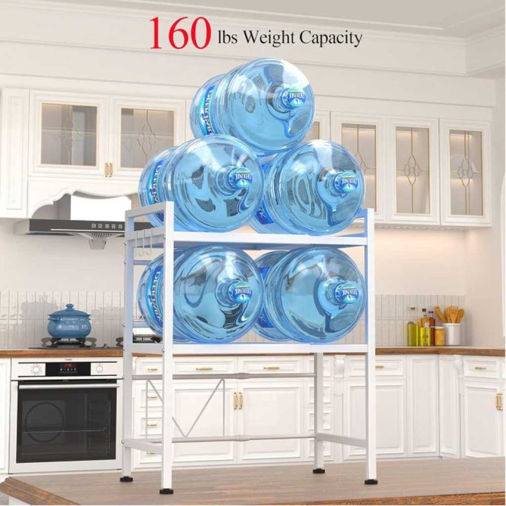 Microwave Oven Rack, Adjustable Shelf Organizer 3-Tiers with 3 Hooks, & 160lbs Capacity for Kitchen Counter