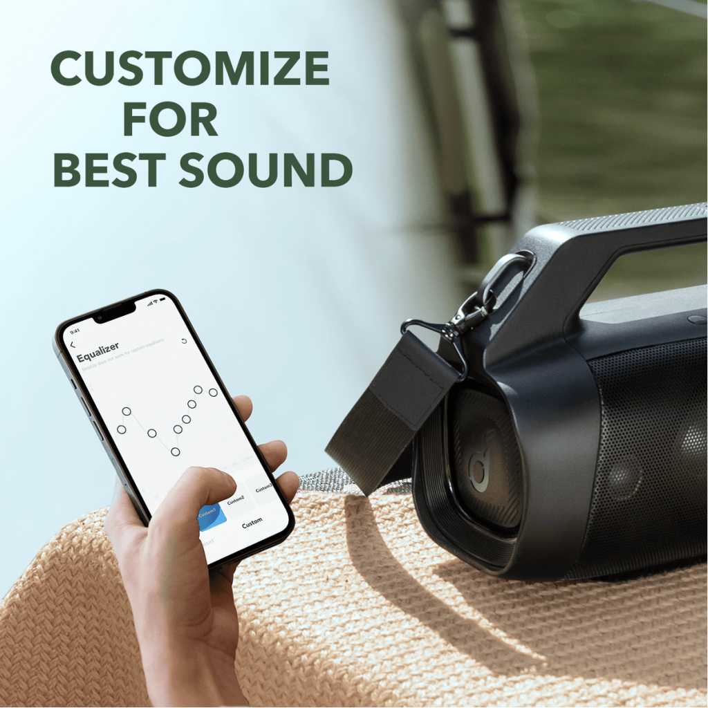 Soundcore Anker Motion Boom Plus IP67 Portable Speaker, 80W Stereo Sound, Custom EQ & BassUp, USB-C, Bluetooth, Built-in Power Bank, Waterproof Bluetooth Speaker for Camping, Pool, Beach, and Backyard