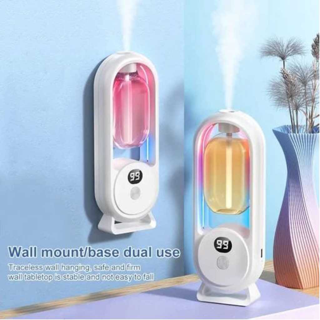 Wall Mounted Digital Display Air Freshener Aroma Diffuser Essential Oil Diffuser Auto Fragrance Dispenser Smell Eliminate Rechargeable Perfume Machine House Toilet Bathroom Remove Air Purifier Flowerdance Bedroom Household Home Living Toilet Deodorant