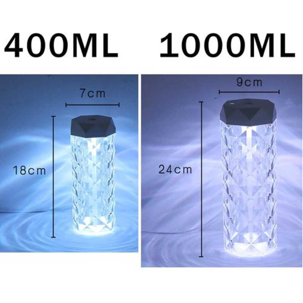 Crystal Lamp Air Humidifier Color Night Light Touch Lamp With Cool Mist Maker Fogger LED Atmosphere Room Decoration Home Decor Lights with 7 Colors Touch Control Night Light Noiseless Humidifier for Home, Office, Yoga with Auto-Off Protection,400ml