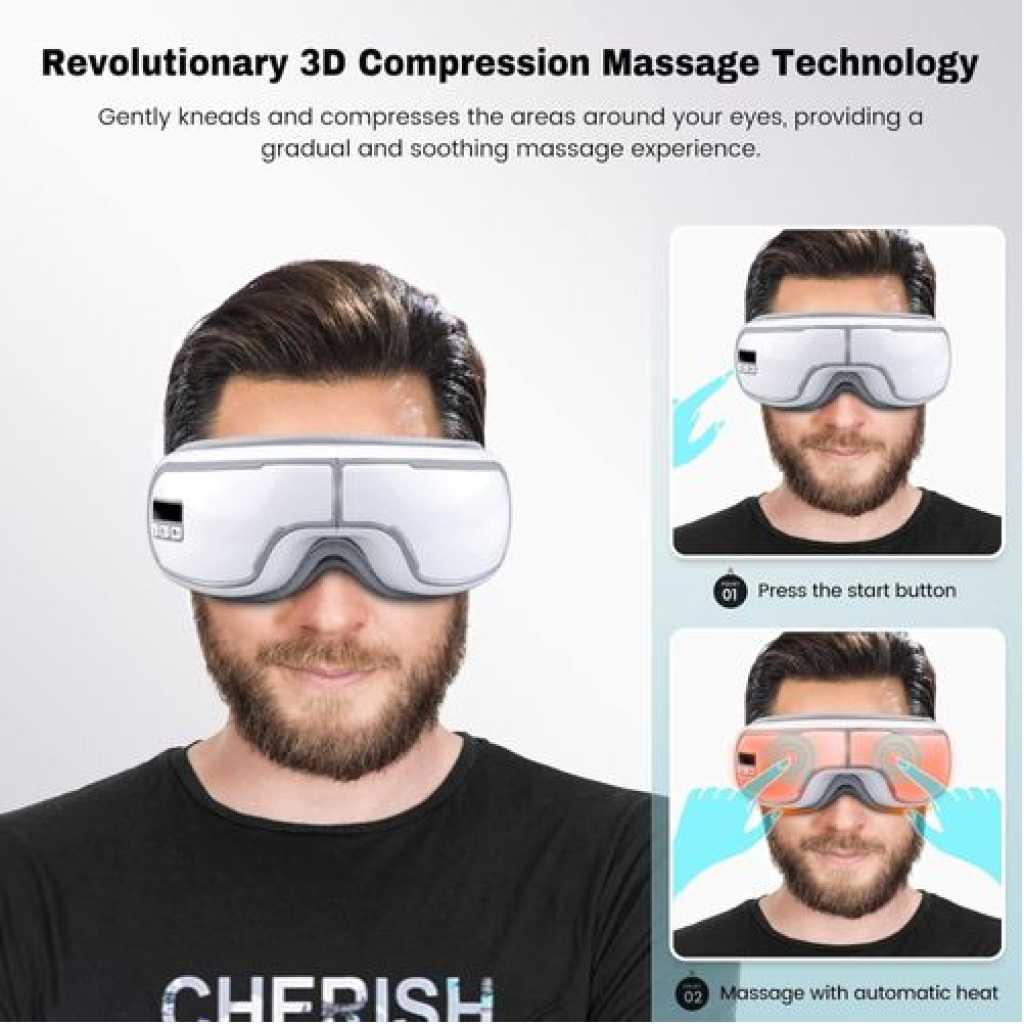 Mulit Modes Intelligent Air Pressure Vibration Wireless Music Eye Massager with Heat,FSA/HSA Eligible Eye Mask,Compression Massage,Eye Massager for Migraine Relief,Reduces Dark Circles, Eye Strain & Improve Sleep, Ideal Gift