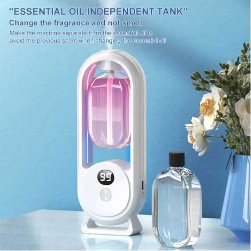 Wall Mounted Digital Display Air Freshener Aroma Diffuser Essential Oil Diffuser Auto Fragrance Dispenser Smell Eliminate Rechargeable Perfume Machine House Toilet Bathroom Remove Air Purifier Flowerdance Bedroom Household Home Living Toilet Deodorant