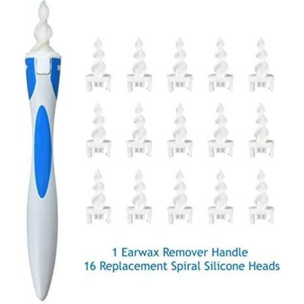 Ear Wax Remover Tool Kit Cleaner With Soft Silicone Spiral, White.