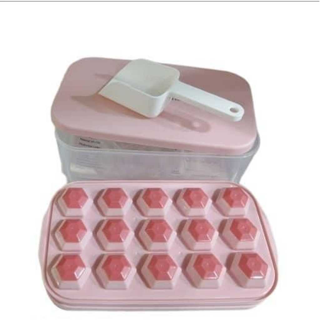 Ice Cube Trays, Easy-Release Silicone & Flexible 15-Ice Cube Trays With Spill-Resistant Removable Lid, BPA Free, For Cocktail, Freezer, Stackable Ice Trays With Cover