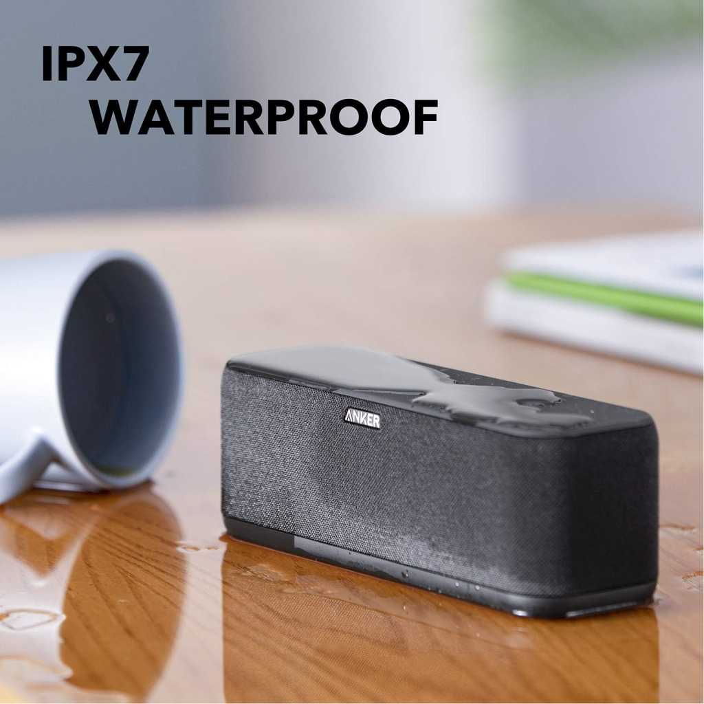 Anker Soundcore Boost Bluetooth Speaker with Well-Balanced Sound, BassUp, 12H Playtime, USB-C, IPX7 Waterproof, Wireless Speaker with Customizable EQ via App, Wireless Stereo Pairing