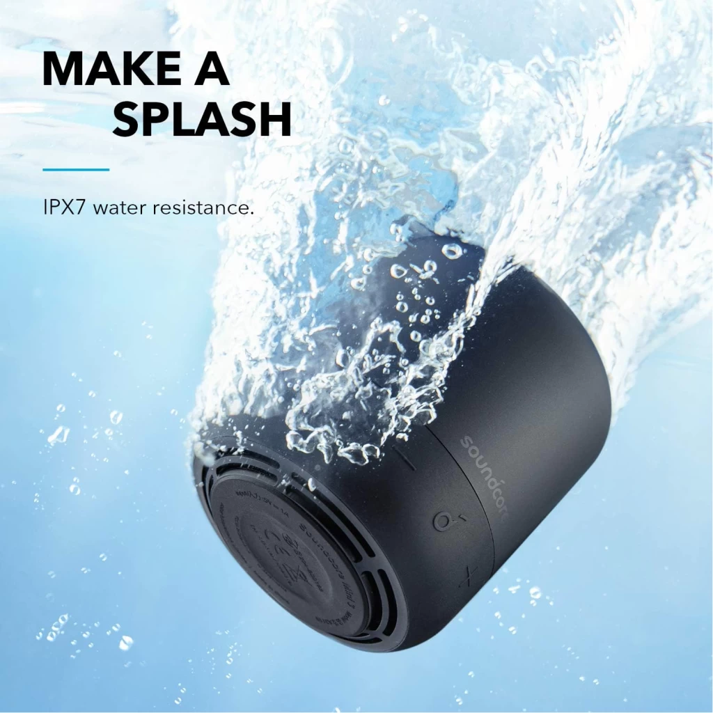 Soundcore Anker Mini 3 Bluetooth Speaker, BassUp and PartyCast Technology, USB-C, Waterproof IPX7, and Customizable EQ