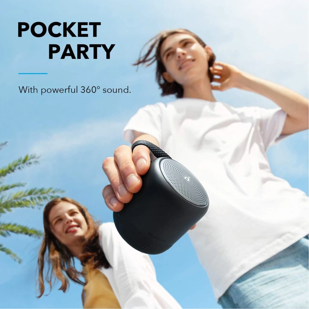 Soundcore Anker Mini 3 Bluetooth Speaker, BassUp and PartyCast Technology, USB-C, Waterproof IPX7, and Customizable EQ