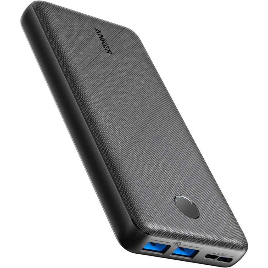 Anker 20000mAh Power Bank, PowerCore Essential Portable Charger with PowerIQ Technology and USB-C (Input Only), High-Capacity External Battery Pack Compatible with iPhone, Samsung, iPad, and More