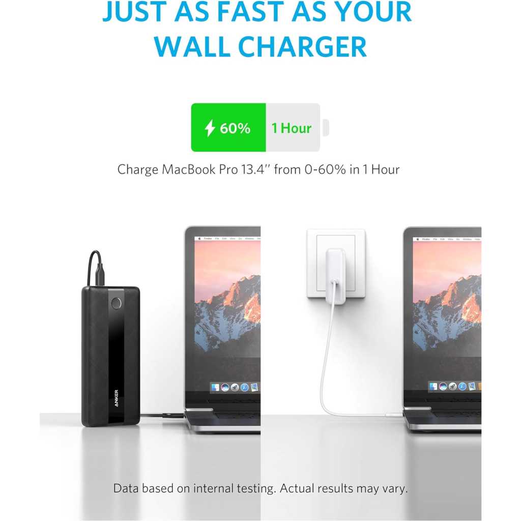 Anker Portable Laptop Power Bank, PowerCore III Elite 19200 60W Power Bank Bundle with 65W PD Wall Charger for USB C MacBook Air/Pro/Dell XPS, iPad Pro, iPhone, HP, Lenovo 12/11/mini/Pro and More