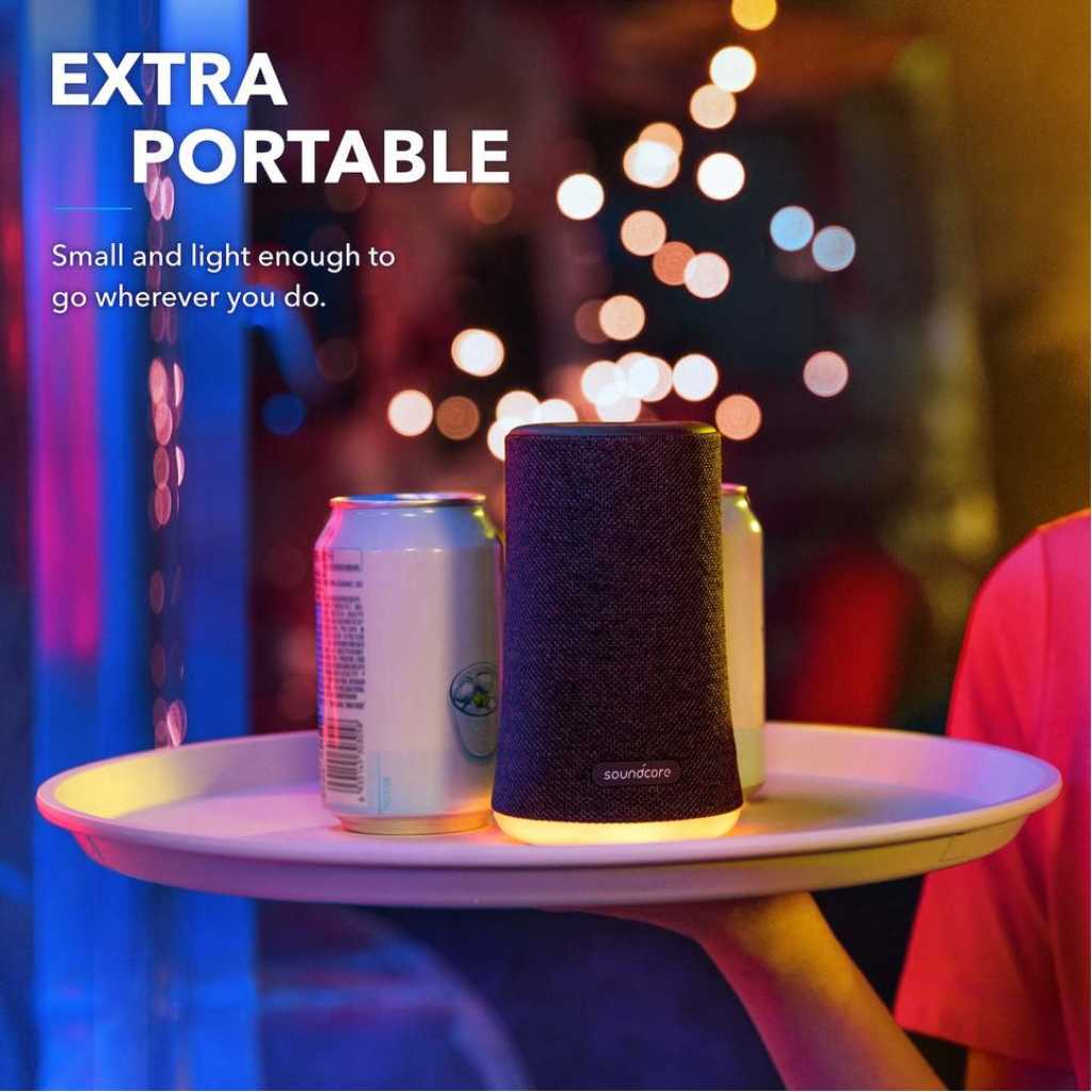 Soundcore by Anker Upgraded Flare Mini Bluetooth Speaker, Outdoor Bluetooth Speaker, IPX7 Waterproof for Outdoor Parties, LED Light Show with 360° Sound and BassUp™ Technology, App