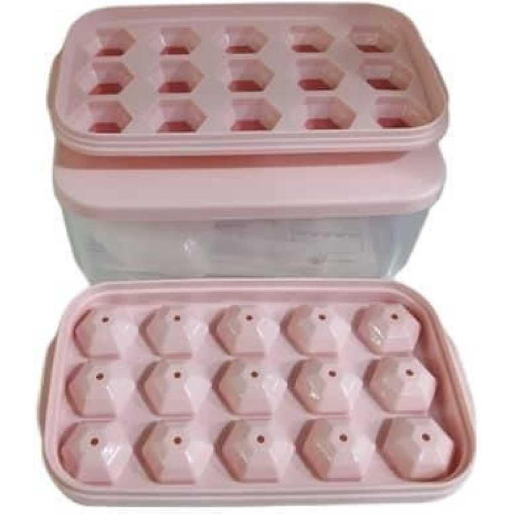 Ice Cube Trays, Easy-Release Silicone & Flexible 15-Ice Cube Trays With Spill-Resistant Removable Lid, BPA Free, For Cocktail, Freezer, Stackable Ice Trays With Cover